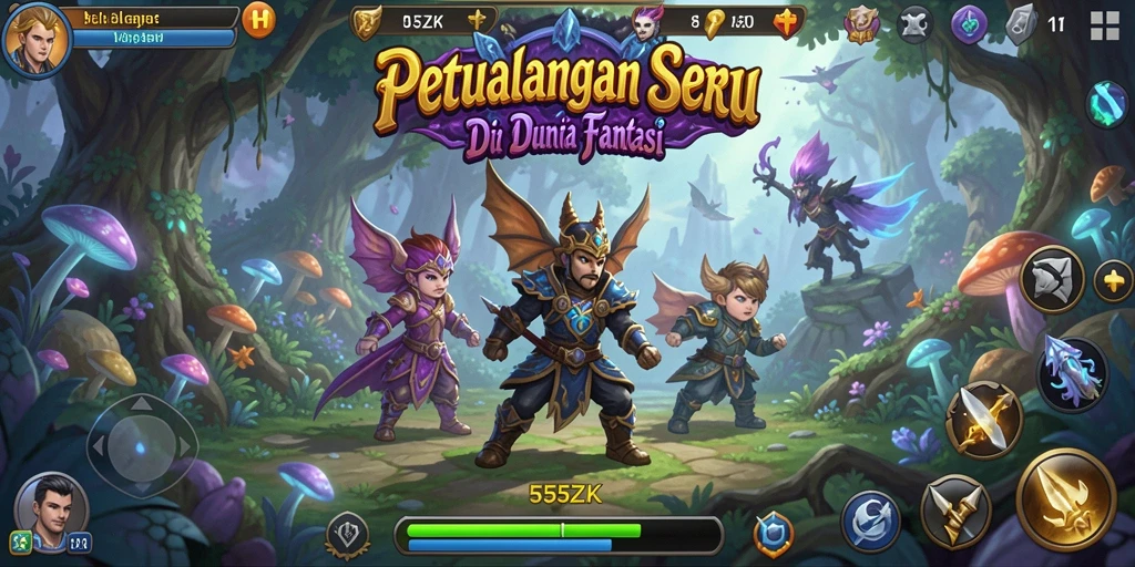 Tampilan gameplay seru dari 555ZK dalam dunia petualangan.
