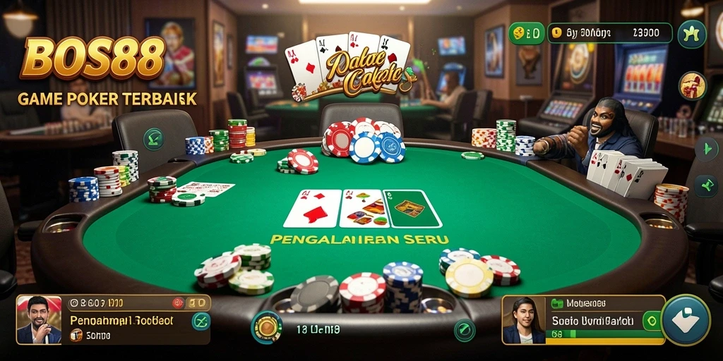 Tampilan gameplay Poker yang menggembirakan di BOS88.