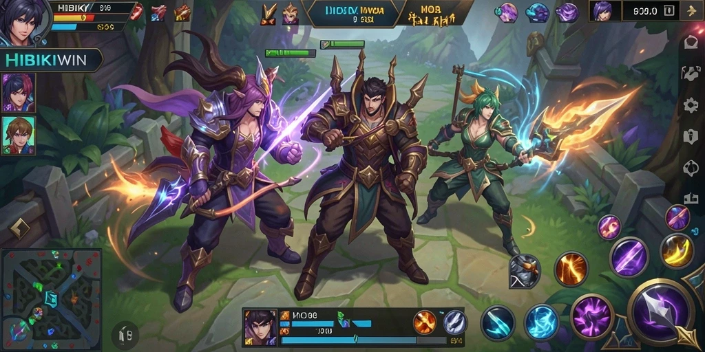 Screenshot gameplay HIBIKIWIN dengan aksi seru dan strategi tim.