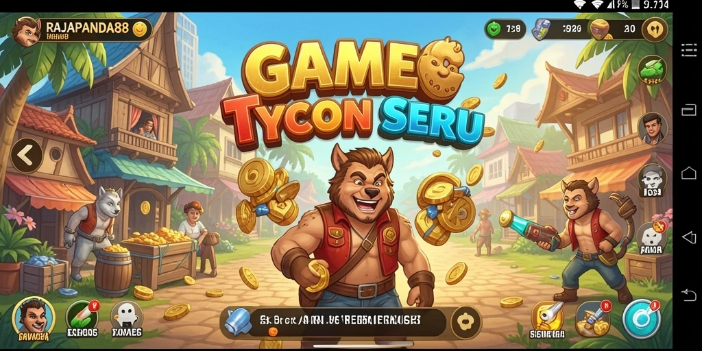 Screenshot utama RAJAPANDA88 menampilkan pemain mengelola bisnis Tycoon dengan cermat.