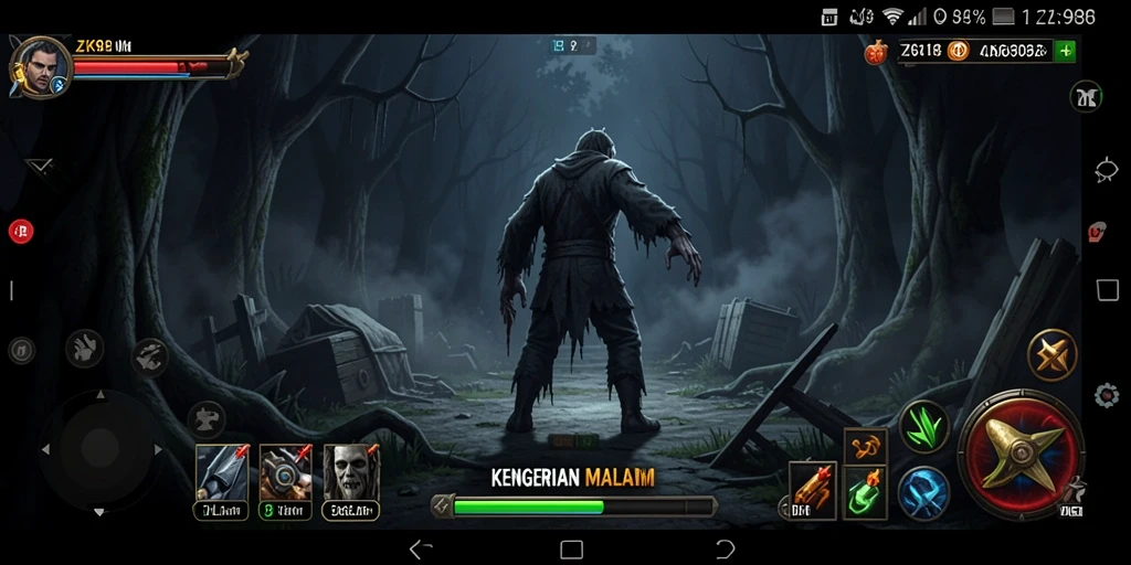 Gameplay ZK988 yang menegangkan dengan atmosfer menakutkan.